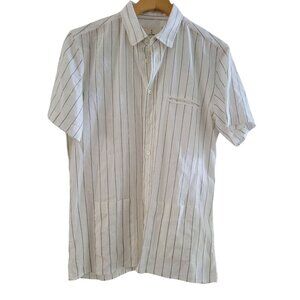 La Paz Mens Cabana  White striped Shirt size Medium Organic Cotton